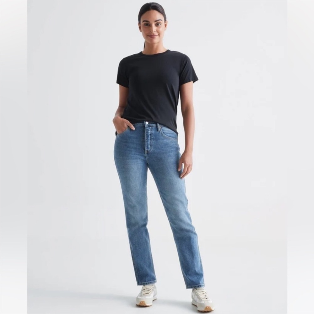 DU/ER Midweight Denim High Rise Straight (Button Fly) - Vintage